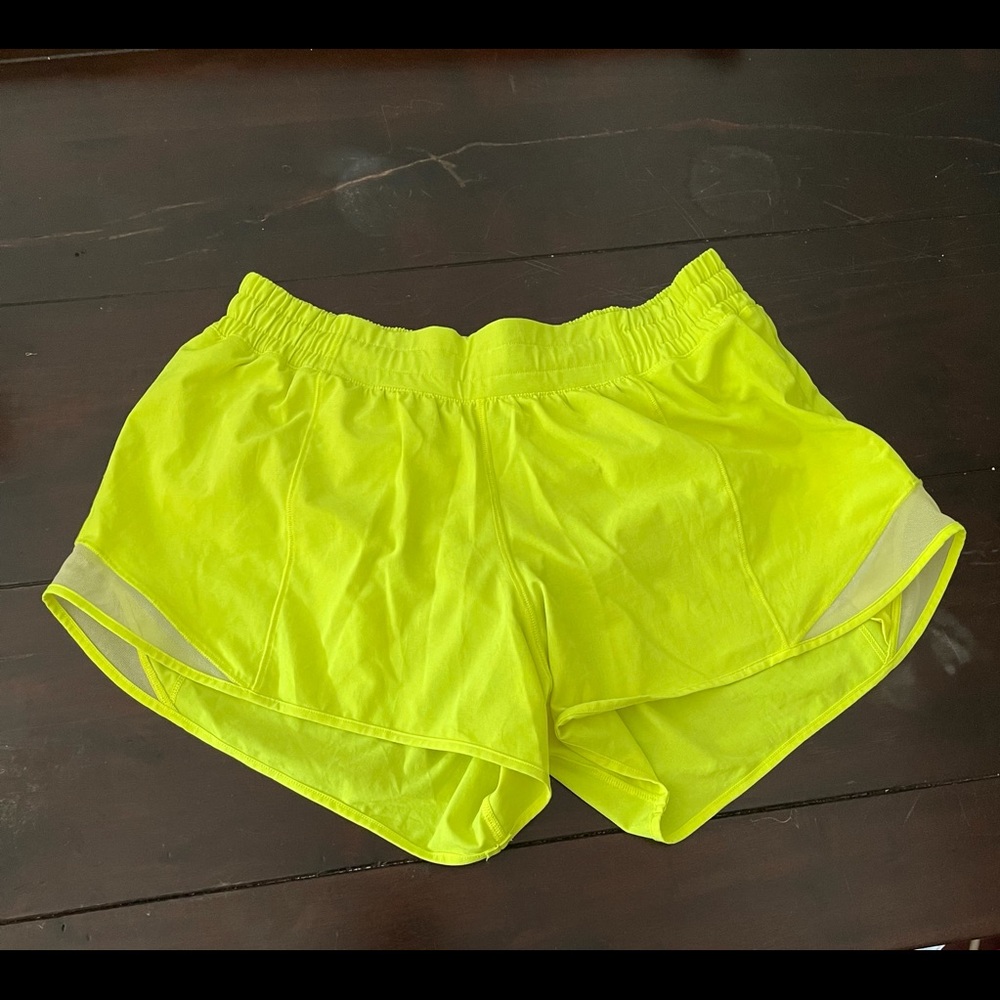 Lululemon limited neon yellow hotty hot shorts